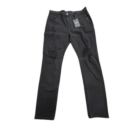 NWT!! "ABSECAI" SZ 36 Distressed Straight Leg/Skinny Jean Skateboarder Stretch - Picture 1 of 9